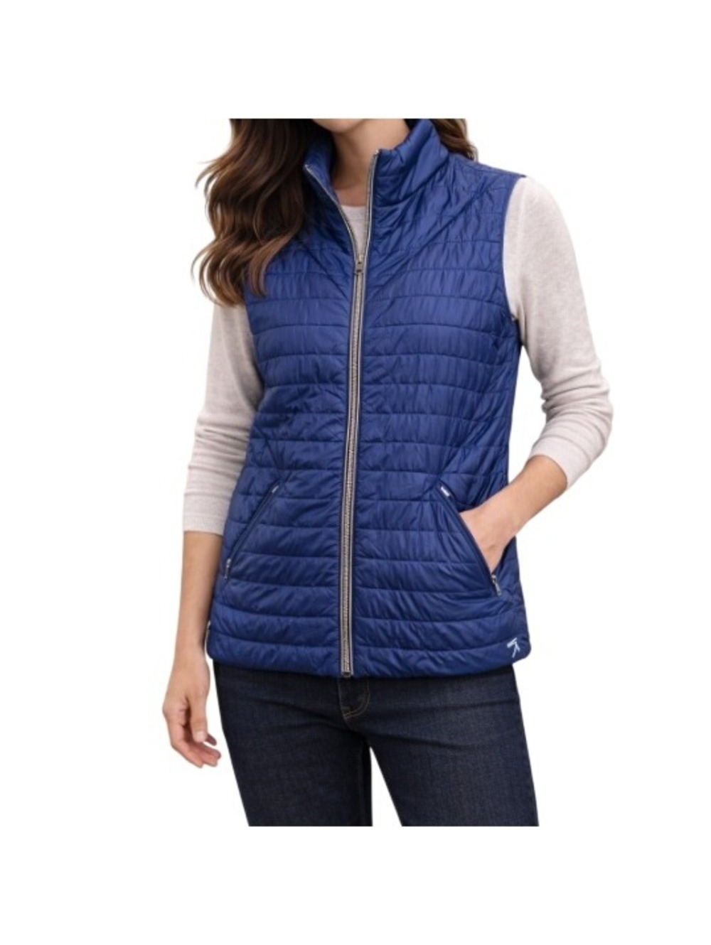 New Balance Polartec Women's Navy Blue Quilted Full Zip Puffer Vest Size S